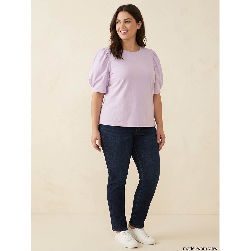 ON 34th Women's XL Light Purple Puff Sleeve Tee Blouse Top Lavender Feminine